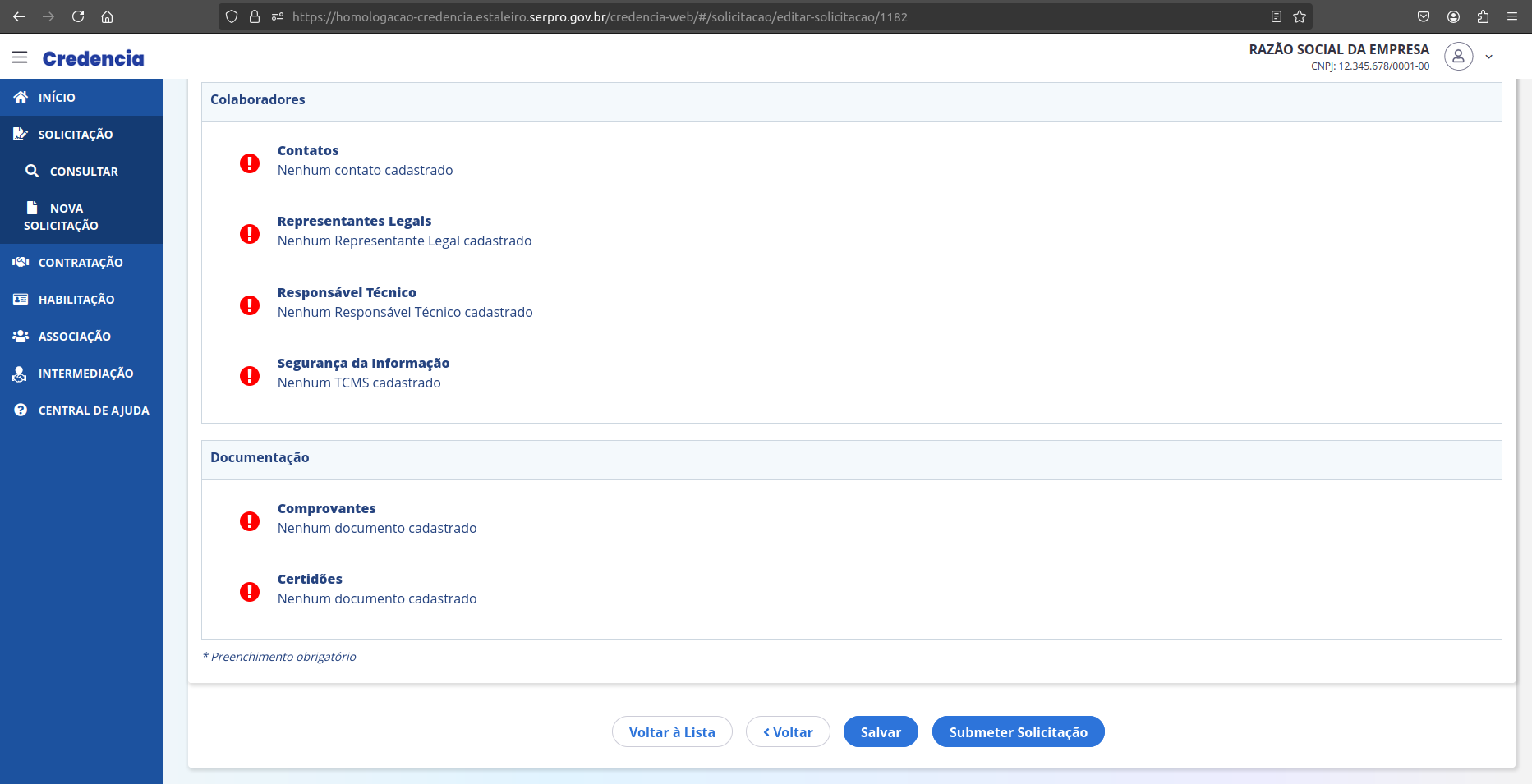 Verificação de pendências
